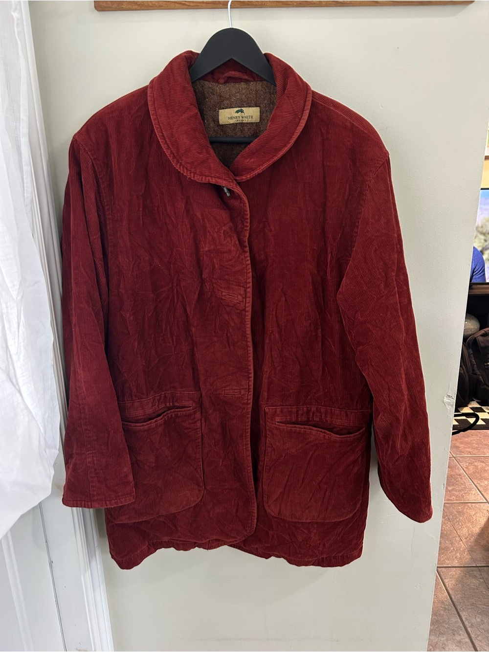 Henry White Ireland Women's Deep Red Corduroy Trench Coat